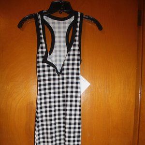 HPCALLIE GINGHAM BLACK&NAVY BODYCON MIDI DRESS(S)